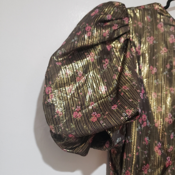 LoveShackFancy Mercy Lurex Metallic Silk Midnight Vine Mini Dress New Size 8 - Picture 7 of 14